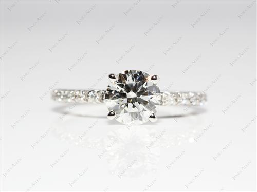 Platinum 1.03 Round cut Engagement Rings Pave