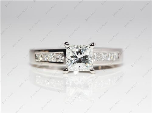 Platinum 1.04 Princess cut Engagement Rings With Sidestones
