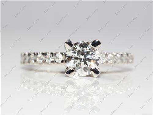 Platinum 0.91 Round cut Engagement Ring Micro Pave