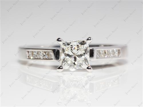 White Gold 0.84 Princess cut Channel Set Diamond Engagement Rings