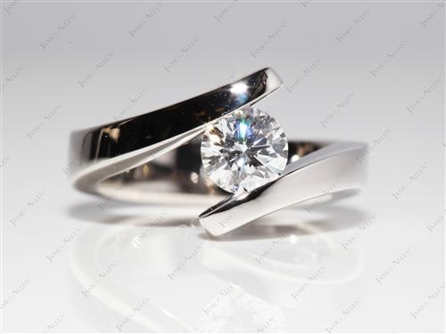 White Gold 0.92 Round cut Diamond Tension Rings