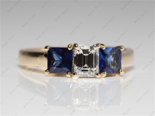 Gold 0.43 Emerald cut Gemstone Engagement Ring