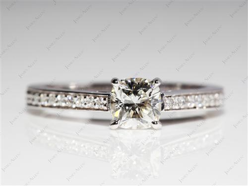 White Gold 0.71 Cushion cut Pave Diamond Engagement Rings