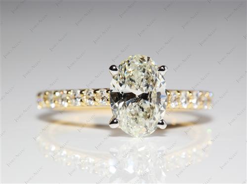 Gold 1.34 Oval cut Diamond Ring With Sidestones