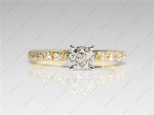 Gold 0.47 Cushion cut Pave Ring Setting