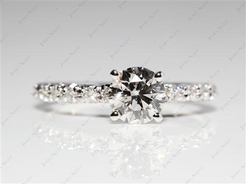 White Gold 0.81 Round cut Engagement Rings Pave