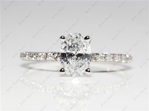 Platinum 1.01 Oval cut Pave Diamond Engagement Ring