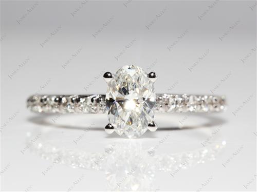 White Gold 0.90 Oval cut Pave Ring Settings
