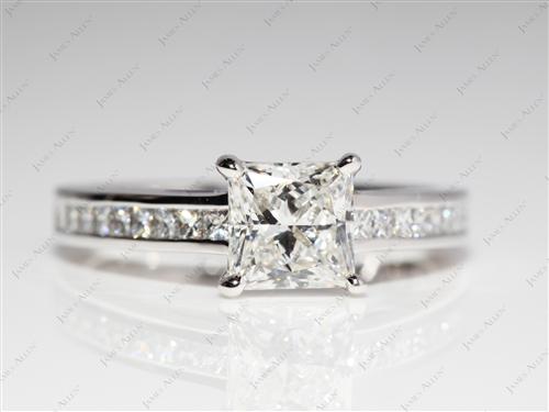 White Gold 1.15 Princess cut Channel Cut Ring