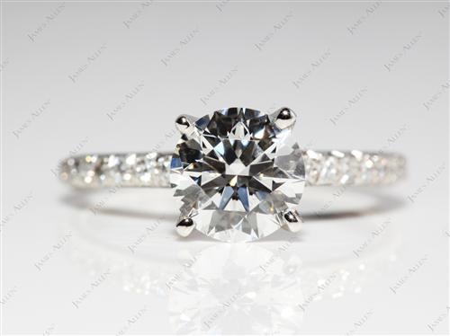 Platinum 1.30 Round cut Engagement Ring Side Stones