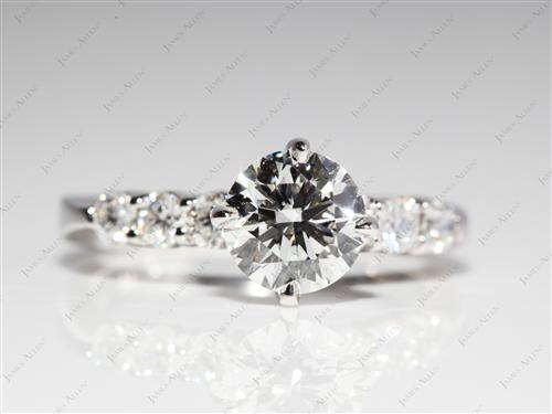 White Gold 1.15 Round cut Engagement Ring With Side Stones