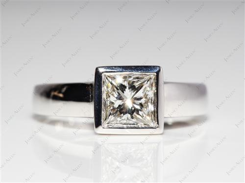 White Gold 0.87 Princess cut Tension Set Diamond Ring