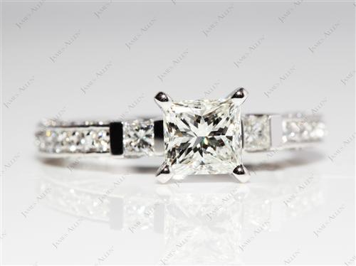 Platinum 1.01 Princess cut Diamond Pave Ring