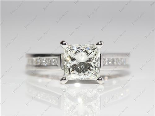 Platinum 1.56 Princess cut Diamond Channel Rings