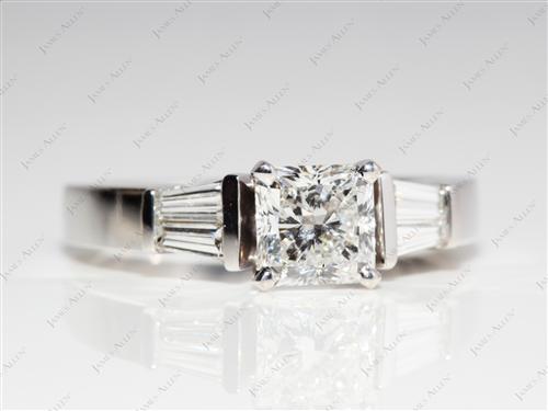 White Gold 1.05 Radiant cut Engagement Ring With Sidestones