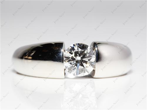 Platinum 0.90 Round cut Pave Engagement Ring