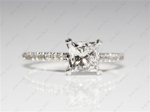 White Gold 1.01 Princess cut Engagement Rings