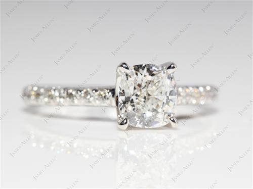 White Gold 1.02 Cushion cut Micro Pave Rings