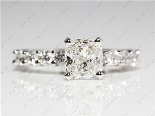 Platinum 1.04 Radiant cut Engagement Ring Side Stones