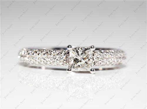 White Gold 0.50 Princess cut Micro Pave Ring