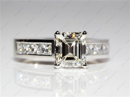 Platinum 1.70 Emerald cut Channel Engagement Ring