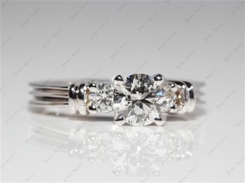 White Gold 0.56 Round cut Engagement Rings With Side Stones