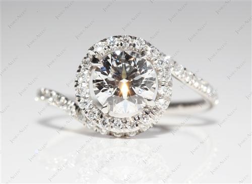 Platinum 1.02 Round cut Micro Pave Diamond Engagement Ring