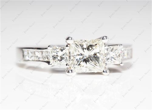 White Gold 1.06 Princess cut Engagement Rings