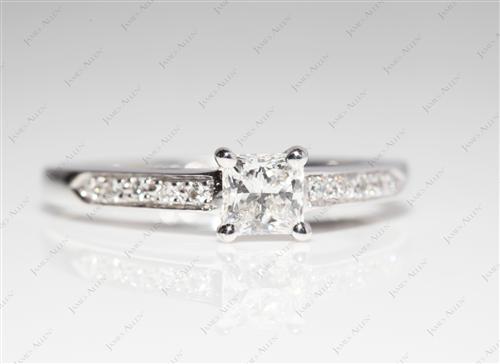 White Gold 0.45 Princess cut Pave Diamond Ring
