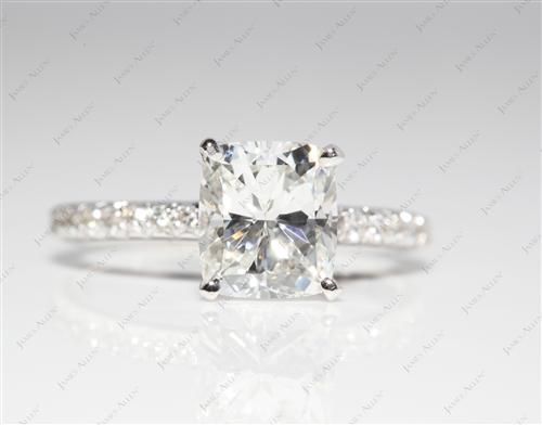 White Gold 1.50 Cushion cut Pave Ring Set