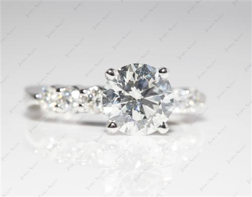 Platinum 1.51 Round cut Engagement Rings Side Stones