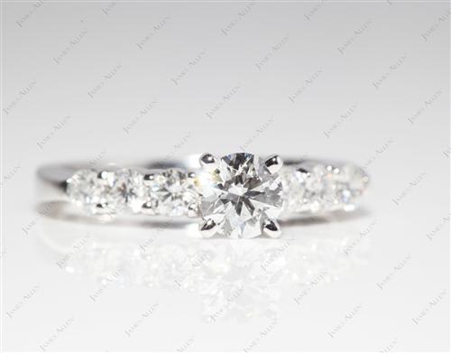Platinum 0.43 Round cut Side Stone Engagement Ring