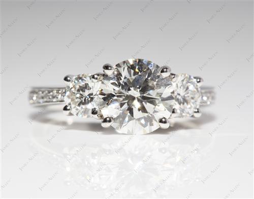 Platinum 1.77 Round cut Engagement Ring Settings With Side Stones