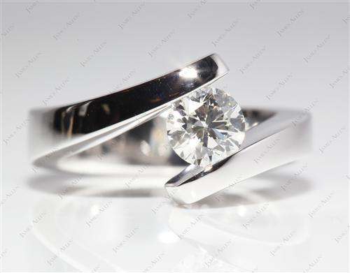 White Gold 0.77 Round cut Diamond Tension Rings