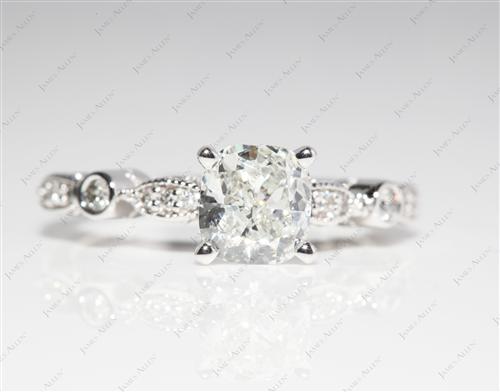 White Gold 1.00 Cushion cut Diamond Rings