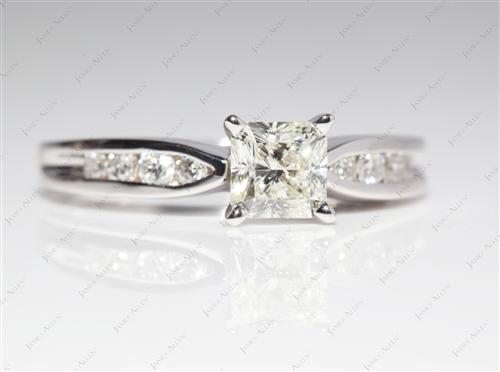White Gold 0.86 Radiant cut Diamond Channel Rings