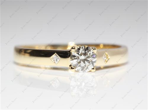 Gold 0.44 Round cut Engagement Rings