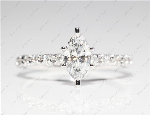 White Gold 0.60 Marquise cut Pave Rings