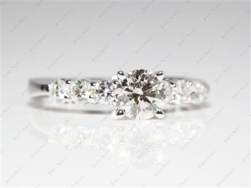 White Gold 0.70 Round cut Princess Cut Engagement Rings With Side Stones