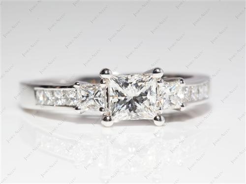White Gold 0.85 Princess cut Engagement Rings