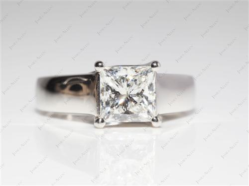 Platinum 1.50 Princess cut Solitaire Ring Setting