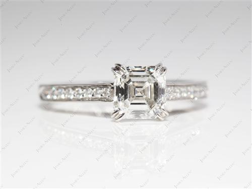 Platinum 1.27 Asscher cut Micro Pave Ring