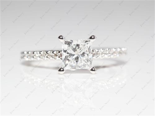 White Gold 1.04 Princess cut Diamond Rings With Side Stones