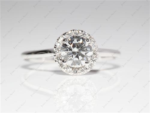 White Gold 0.78 Round cut Pave Diamond Engagement Rings