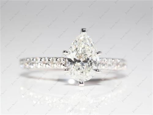 White Gold 1.32 Pear shaped Engagement Rings With Side Stones
