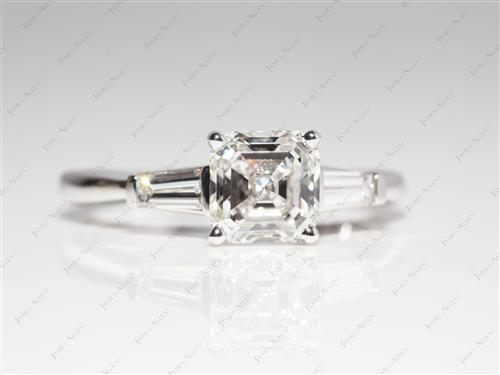 White Gold 1.51 Emerald cut Diamond Wedding Rings