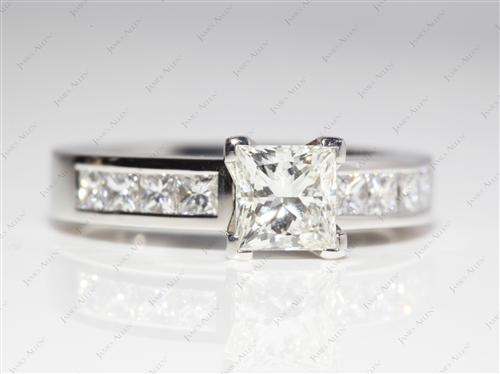 Platinum 1.05 Princess cut Channel Cut Ring