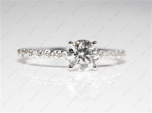 White Gold 0.70 Round cut Pave Setting Rings