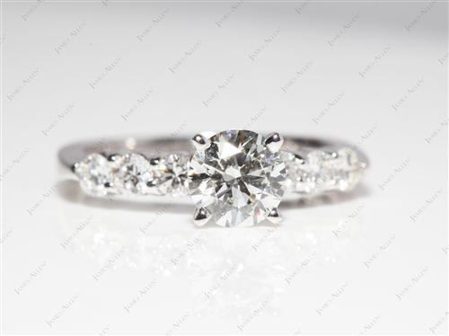 White Gold 0.83 Round cut Engagement Ring With Side Stones