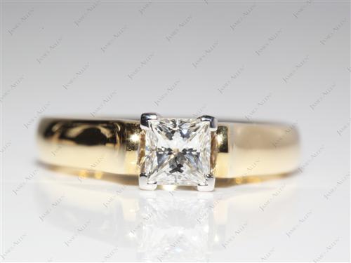 Gold 0.71 Princess cut Diamond Solitaire Engagement Ring